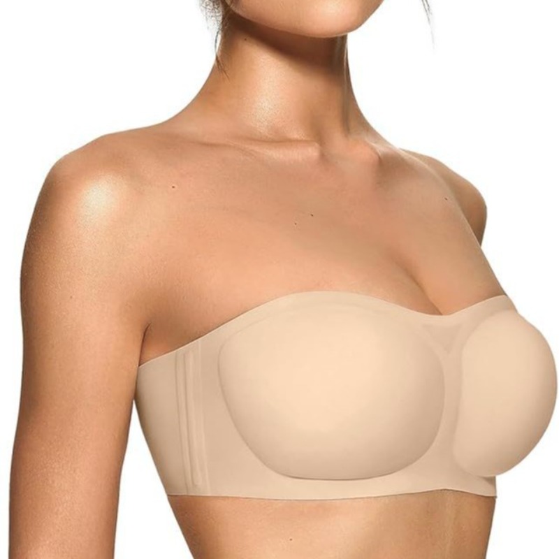 Plunge Bra Push Up - Women's Strapless Bra with Push-up Support
