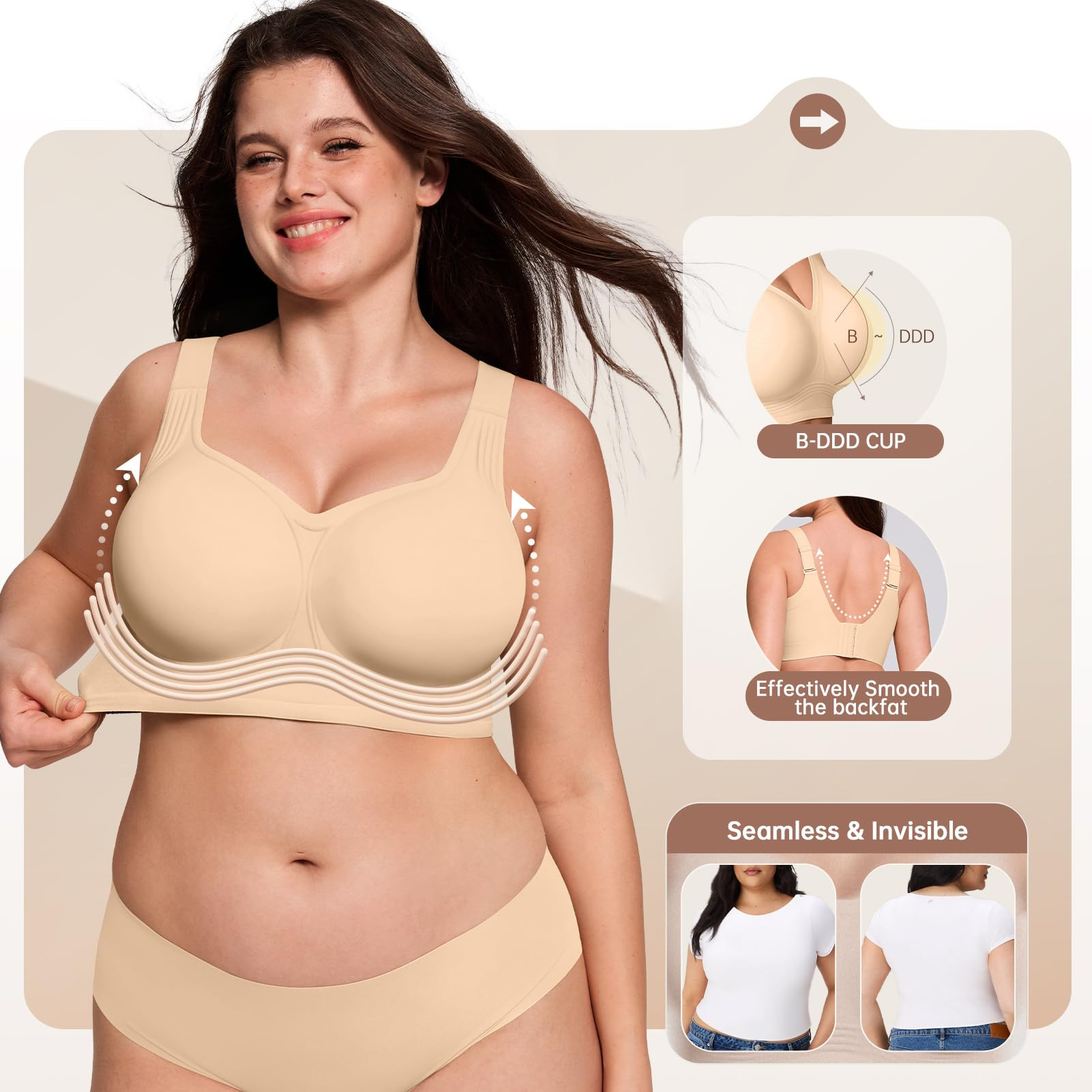Plus Size Wireless Bra for Wom - Full Coverage Bra ulasan dan harga