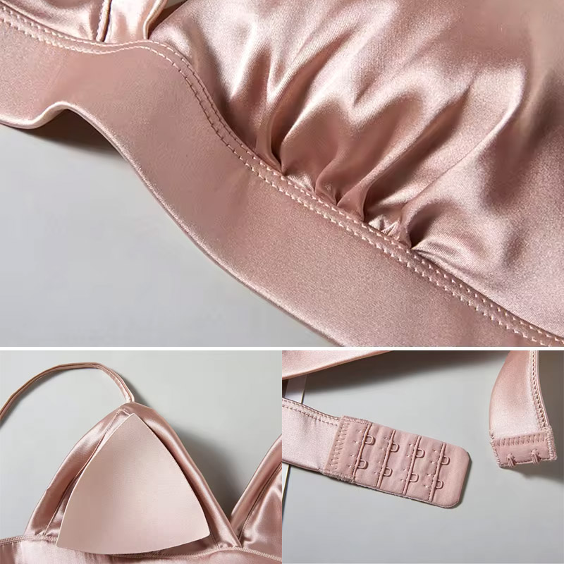 Luxury Real Silk Satin Wireles - Sleep Bra Bralette ulasan dan harga