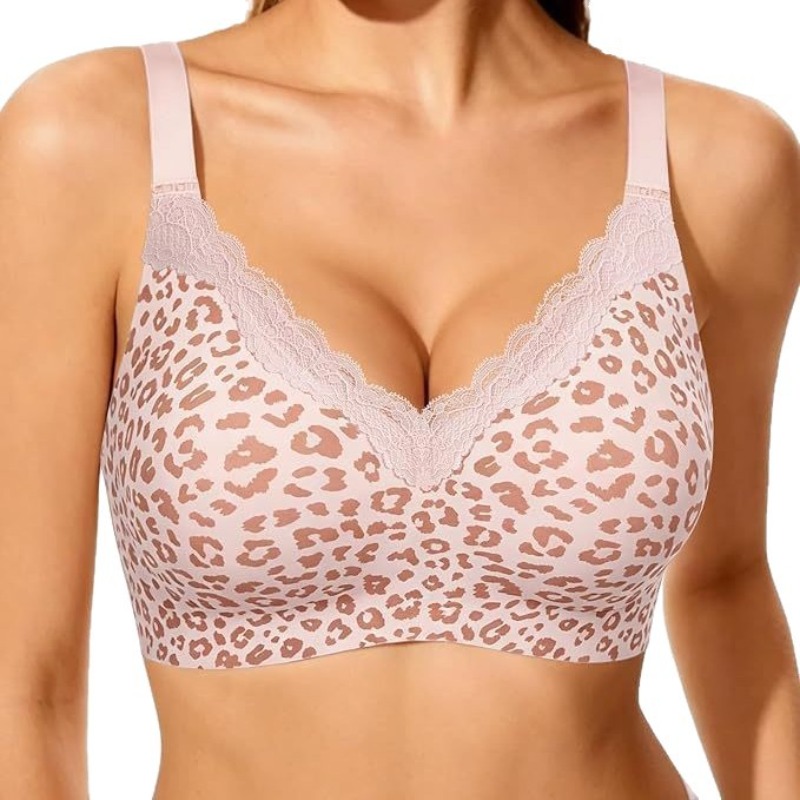 Pink Leopard Print Lace Wire-F - Wirefree Bra Comfort ulasan dan harga