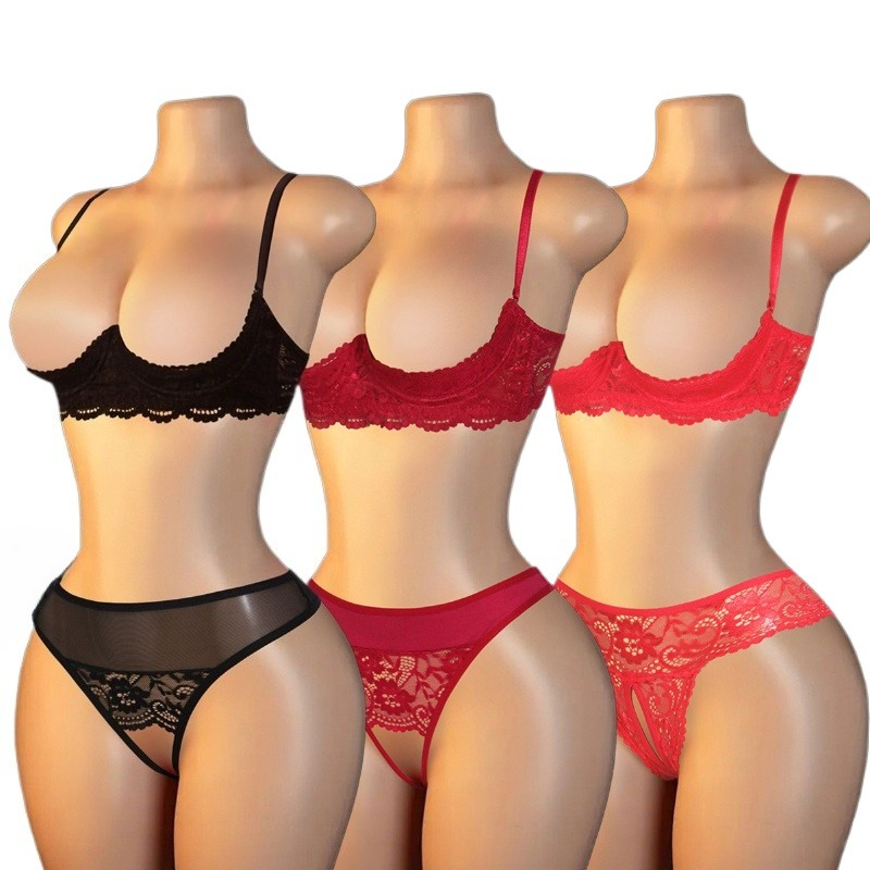 Sexy Women Lace Cutout Lingeri - Lace Bralette Set ulasan dan harga