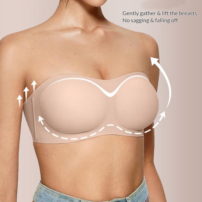 Women's Strapless Bra with Pus - Plunge Bra Push Up ulasan dan harga