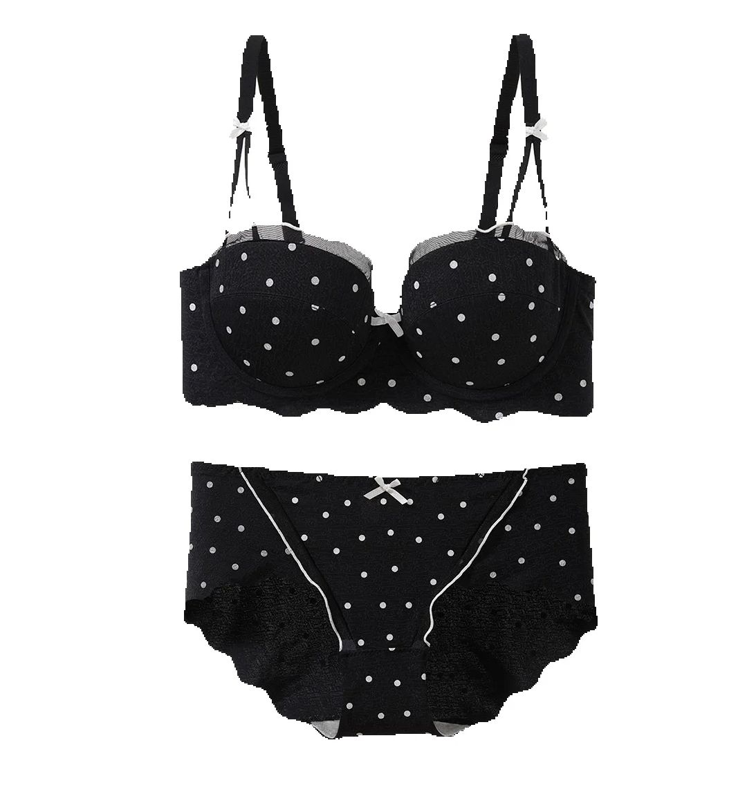 Lace Polka Dot Bra Two-Piece S - Cotton Bra Everyday ulasan dan harga